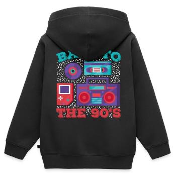 90s 90s - Kids Premium Organic Zip-up Hoodie - black - Back - AI Model Kid Male (0cm)