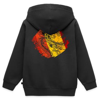Dragon chinois - Sweat Premium à capuche zippé enfant bio - noir - Dos - AI Model Kid Male (0cm)