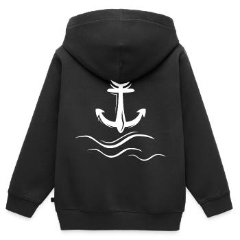 waves anchor wave wave waves anchor logo icon - Kids Premium Organic Zip-up Hoodie - black - Back - AI Model Kid Male (0cm)