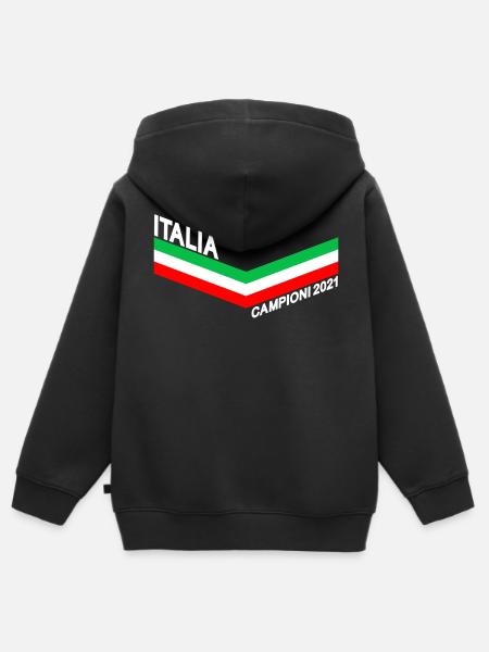 ITALIEN ITALIENISCHE FLAGGE FUSSBALL 2021 AZZURRI - Premium børne zip-hættetrøje økologisk - sort