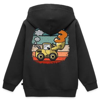 Excavator 3 years birthday young construction vehicle construction - Kids Premium Organic Zip-up Hoodie - black - Back - AI Model Kid Male (0cm)
