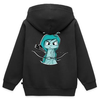 süße Freiheitsstatue, Bogenschützin, Bogenschießen - Kinder Premium Organic Zip Hoodie - Schwarz - Hinten - AI Model Kid Male (0cm)
