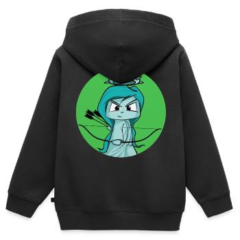 süße Freiheitsstatue, Bogenschützin, Bogenschießen - Kinder Premium Organic Zip Hoodie - Schwarz - Hinten - AI Model Kid Male (0cm)