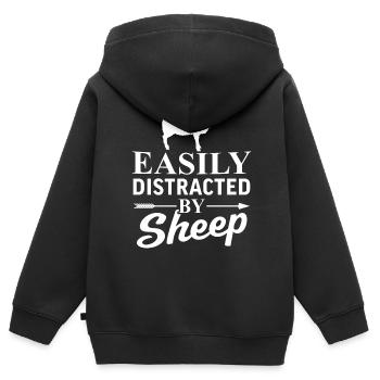 Leicht von Schafen abgelenkt - Kinder Premium Organic Zip Hoodie - Schwarz - Hinten - AI Model Kid Male (0cm)