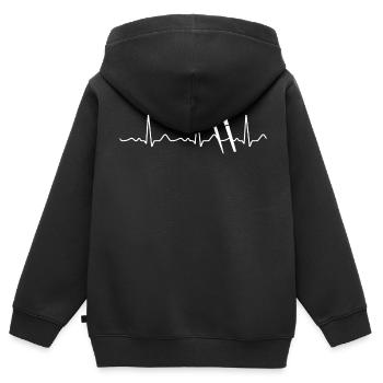 Rougepinsel - Herzschlag, Puls, Herzlinie, EKG - Kinder Premium Organic Zip Hoodie - Schwarz - Hinten - AI Model Kid Male (0cm)