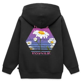 Sonnenblumen - Kinder Premium Organic Zip Hoodie - Schwarz - Hinten - AI Model Kid Male (0cm)