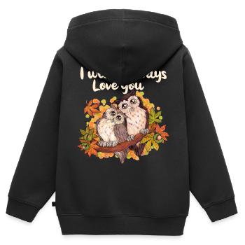 I will owlways love you - Niedliche Eulen Herbst - Kinder Premium Organic Zip Hoodie - Schwarz - Hinten - AI Model Kid Male (0cm)