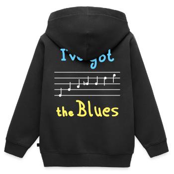 Échelle de blues en mi - lumineux - Sweat Premium à capuche zippé enfant bio - noir - Dos - AI Model Kid Male (0cm)