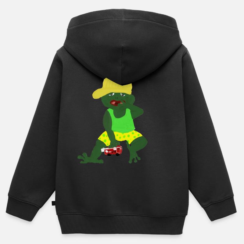 Grenouille flasque - Sweat Premium à capuche zippé enfant bio - noir