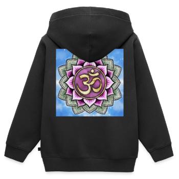 Om Zeichen in Lotusblume - Kinder Premium Organic Zip Hoodie - Schwarz - Hinten - AI Model Kid Male (0cm)