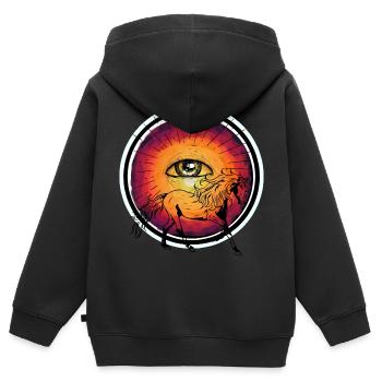 Wildpferd Pferd göttlich Pferdenarr Reiterin Pony - Kinder Premium Organic Zip Hoodie - Schwarz - Hinten - AI Model Kid Male (0cm)