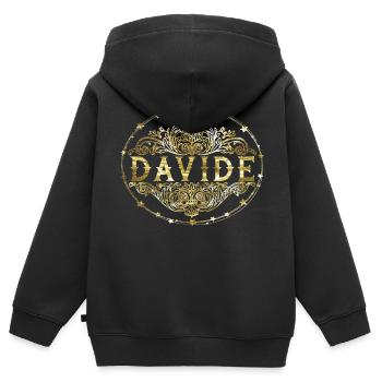 David - Kinder Premium Organic Zip Hoodie - Schwarz - Hinten - AI Model Kid Male (0cm)