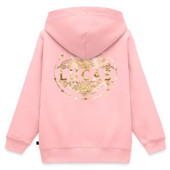 Lucas - Sweat Premium à capuche zippé enfant bio - rose - Dos - AI Model Kid Female (0cm)