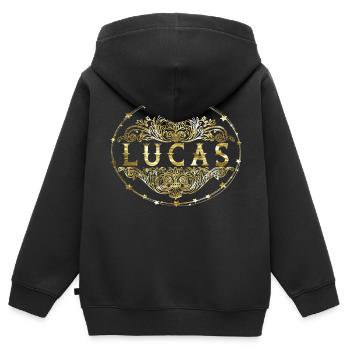 Lucas - Sweat Premium à capuche zippé enfant bio - noir - Dos - AI Model Kid Male (0cm)