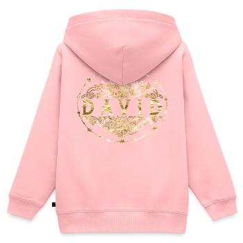 David - Kinder Premium Organic Zip Hoodie - Rosa - Hinten - AI Model Kid Female (0cm)
