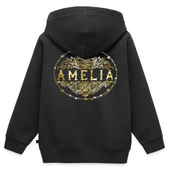 Amelia - Kinder Premium Organic Zip Hoodie - Schwarz - Hinten - AI Model Kid Male (0cm)