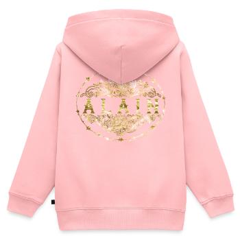 Alain - Kinder Premium Organic Zip Hoodie - Rosa - Hinten - AI Model Kid Female (0cm)