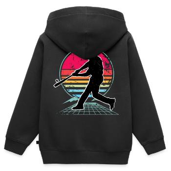 Baseball - Kinder Premium Organic Zip Hoodie - Schwarz - Hinten - AI Model Kid Male (0cm)
