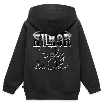 Humor Salz des Lebens - Kinder Premium Organic Zip Hoodie - Schwarz - Hinten - AI Model Kid Male (0cm)
