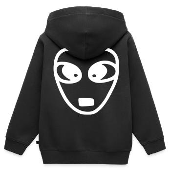 Emoji Skizze Alien weiß - Kinder Premium Organic Zip Hoodie - Schwarz - Hinten - AI Model Kid Male (0cm)