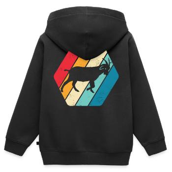 Chèvre Chèvre Mâle Bélier Nature Animale Rétro - Sweat Premium à capuche zippé enfant bio - noir - Dos - AI Model Kid Male (0cm)