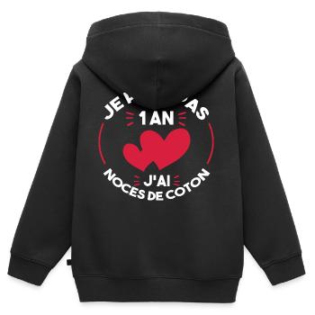 Je peux pas j'ai noces de coton - Sweat Premium à capuche zippé enfant bio - noir - Dos - AI Model Kid Male (0cm)
