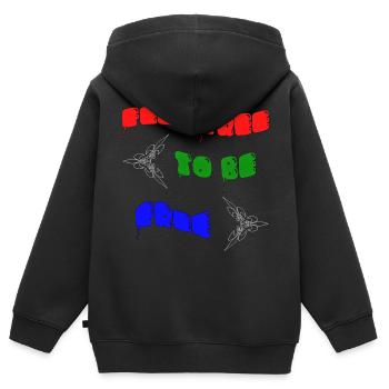 Feel free to be free - Kinder Premium Organic Zip Hoodie - Schwarz - Hinten - AI Model Kid Male (0cm)