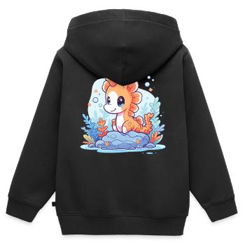Seepferd Baby - Kinder Premium Organic Zip Hoodie - Schwarz - Hinten - AI Model Kid Male (0cm)