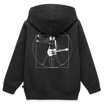 style Da Vinci Rock - Homme Musique Festival - Sweat Premium à capuche zippé enfant bio - noir - Dos - AI Model Kid Male (0cm)