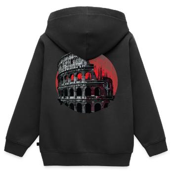 Kolosseum Rom Italien Stadt Skyline Kunst - Kinder Premium Organic Zip Hoodie - Schwarz - Hinten - AI Model Kid Male (0cm)