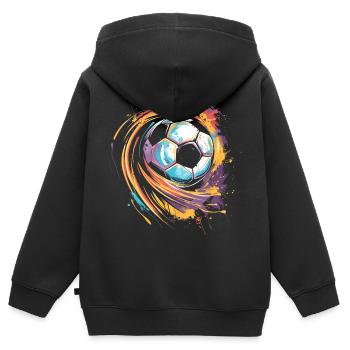 Fußball Streetart - Kinder Premium Organic Zip Hoodie - Schwarz - Hinten - AI Model Kid Male (0cm)