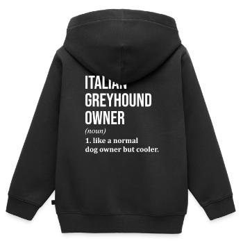 Lévrier Lévrier Lévrier - Sweat Premium à capuche zippé enfant bio - noir - Dos - AI Model Kid Male (0cm)
