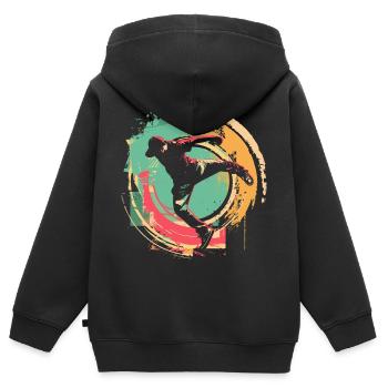 B-Boy à l’ancienne - Sweat Premium à capuche zippé enfant bio - noir - Dos - AI Model Kid Male (0cm)