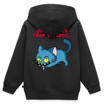 Chat manga détendu - Sweat Premium à capuche zippé enfant bio - noir - Dos - AI Model Kid Male (0cm)