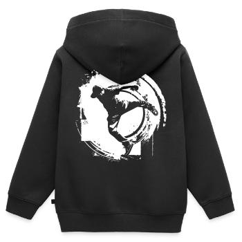 Breakdancer Zeichnung - Kinder Premium Organic Zip Hoodie - Schwarz - Hinten - AI Model Kid Male (0cm)