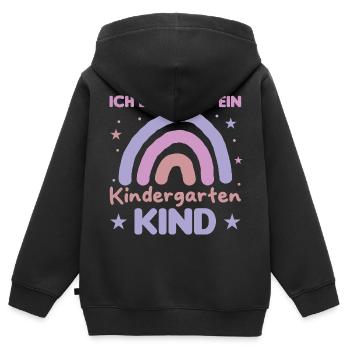 Kindergartenkind Regenbogen Ich bin jetzt im - Kinder Premium Organic Zip Hoodie - Schwarz - Hinten - AI Model Kid Male (0cm)