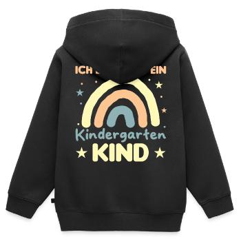 Kindergartenkind Regenbogen Ich bin jetzt im - Kinder Premium Organic Zip Hoodie - Schwarz - Hinten - AI Model Kid Male (0cm)