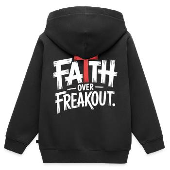 La foi sur la panique La foi en Jésus - Sweat Premium à capuche zippé enfant bio - noir - Dos - AI Model Kid Male (0cm)