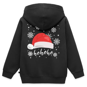 Weihnachtsmütze Ho ho ho Weihnachtsmann - Kinder Premium Organic Zip Hoodie - Schwarz - Hinten - AI Model Kid Male (0cm)
