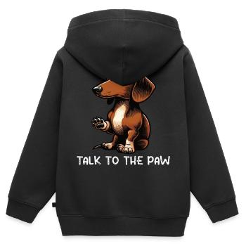 Parlez au propriétaire de teckel patte teckel propriétaire de teckel propriétaire de teckel - Sweat Premium à capuche zippé enfant bio - noir - Dos - AI Model Kid Male (0cm)