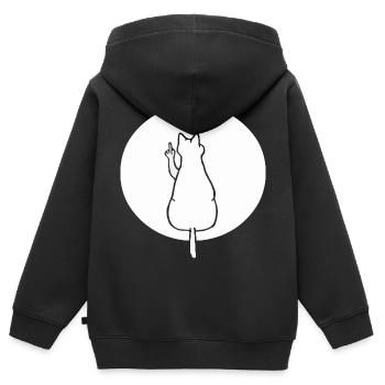 Katze Katzen Cat Kätzchen Mieze Mittelfinger - Kinder Premium Organic Zip Hoodie - Schwarz - Hinten - AI Model Kid Male (0cm)