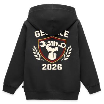 Geselle 2026 Geschraubt Geschwitzt Gewonnen - Kinder Premium Organic Zip Hoodie - Schwarz - Hinten - AI Model Kid Male (0cm)