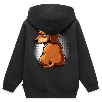 Propriétaire teckel Teckel Propriétaire teckel Propriétaire teckel Amant teckel - Sweat Premium à capuche zippé enfant bio - noir - Dos - AI Model Kid Male (0cm)