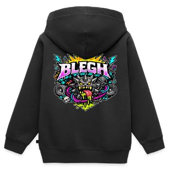 Édition Blegh Comic - Sweat Premium à capuche zippé enfant bio - noir - Dos - AI Model Kid Male (0cm)