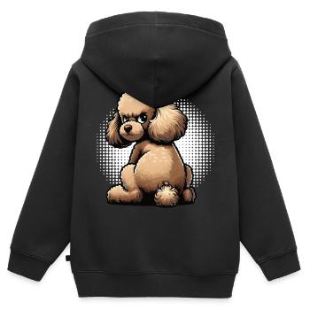 Caniche Caniche Propriétaire Caniche Amoureux Caniche Chien - Sweat Premium à capuche zippé enfant bio - noir - Dos - AI Model Kid Male (0cm)