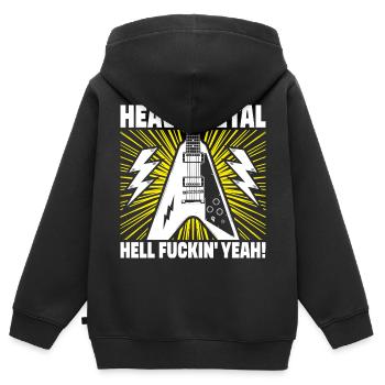 Heavy Metal Hell Yeah! - Sweat Premium à capuche zippé enfant bio - noir - Dos - AI Model Kid Male (0cm)