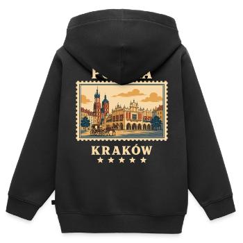 Polen Krakau Vintage Reisemarke - Kinder Premium Organic Zip Hoodie - Schwarz - Hinten - AI Model Kid Male (0cm)