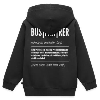 Busfahrer Definition Genie Held - Kinder Premium Organic Zip Hoodie - Schwarz - Hinten - AI Model Kid Male (0cm)