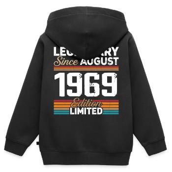 Legendär seit August 1969 Vintage Retro - Kinder Premium Organic Zip Hoodie - Schwarz - Hinten - AI Model Kid Male (0cm)