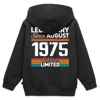 Legendär seit August 1975 Vintage Retro - Kinder Premium Organic Zip Hoodie - Schwarz - Hinten - AI Model Kid Male (0cm)